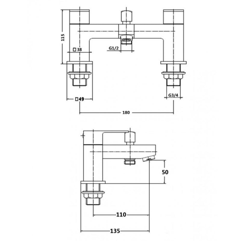 KV Element Bath Shower Mixer - Chrome