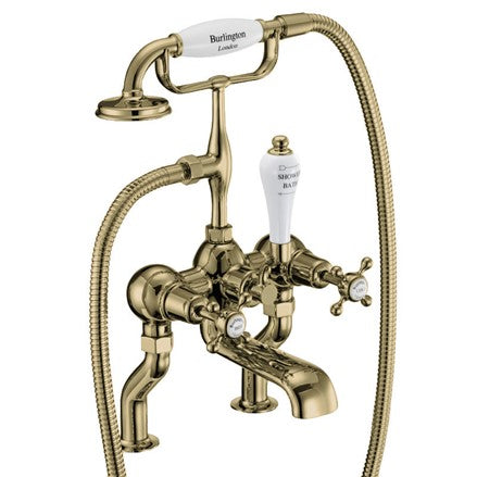 Burlington Claremont Deck Mounted Bath Shower Mixer - Polished Gold