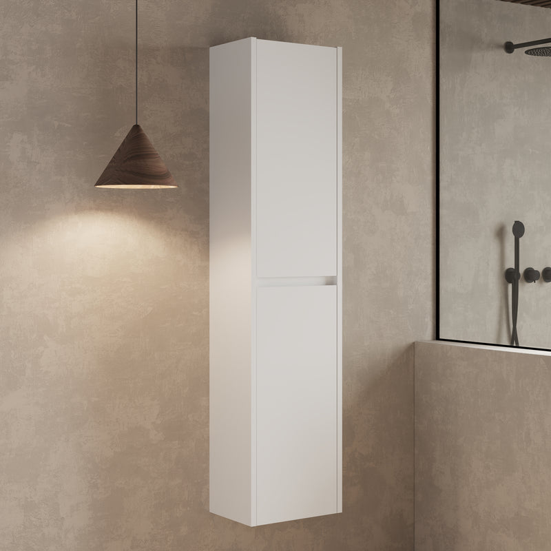 Banyetti Venti 900mm wall hung wall cabinet in matt white with handleless push-to-open door