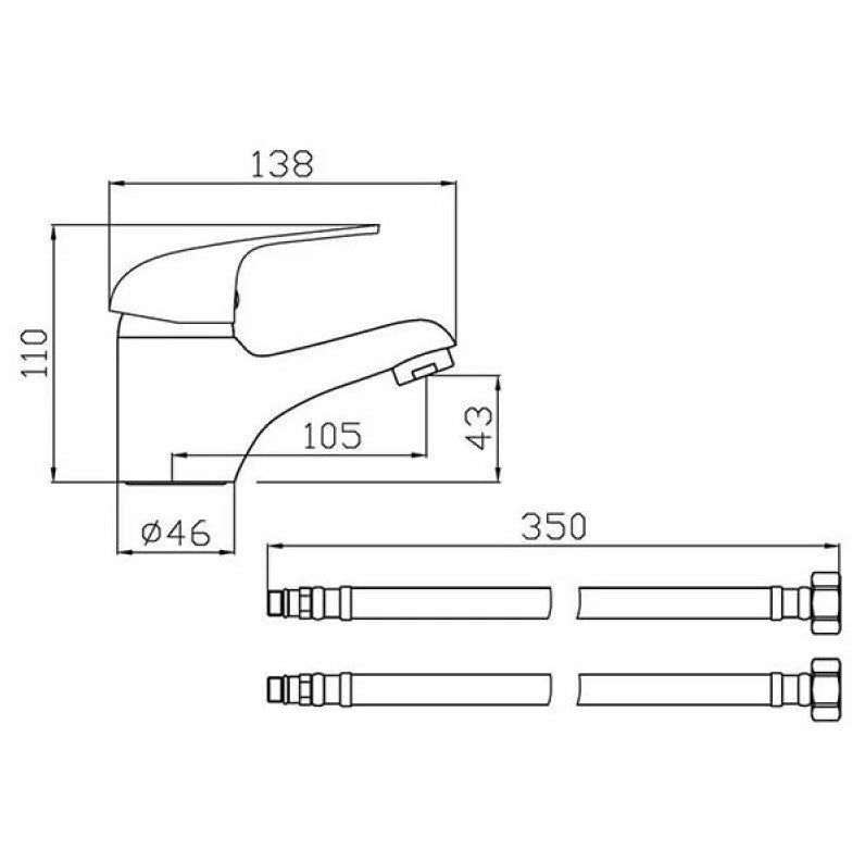 KV G4K Mono Basin Mixer with Click Waste - Chrome