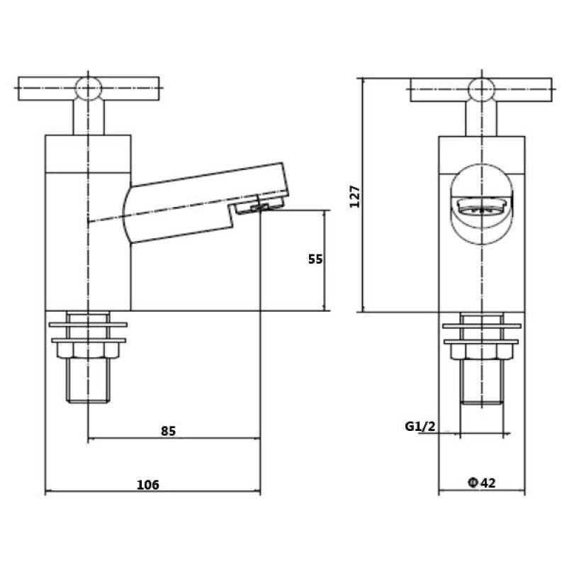 KV Times Basin Pillar Taps - Chrome