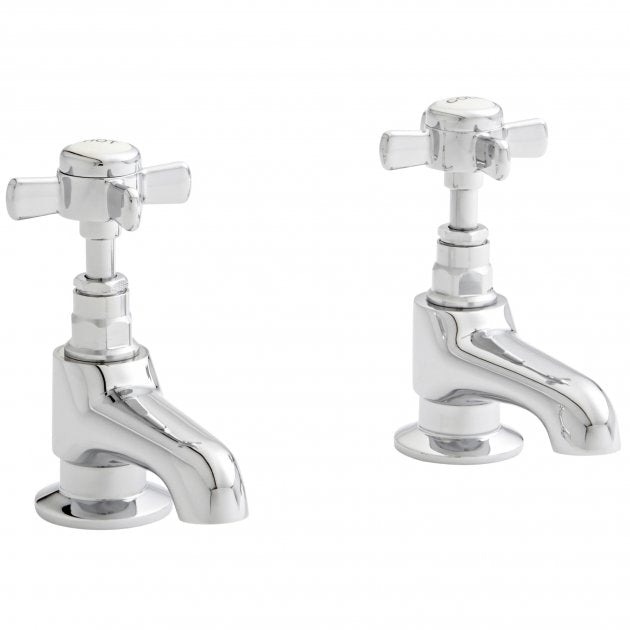 KV Klassique Basin Pillar Taps - Chrome