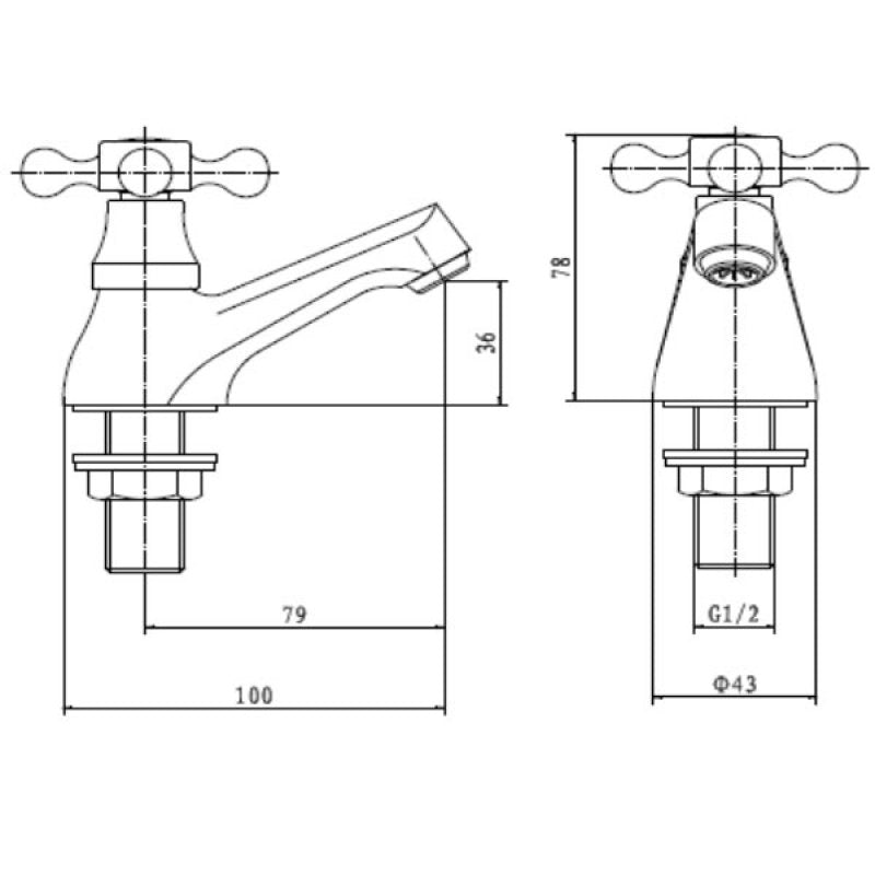KV Viktory Basin Pillar Taps - Chrome