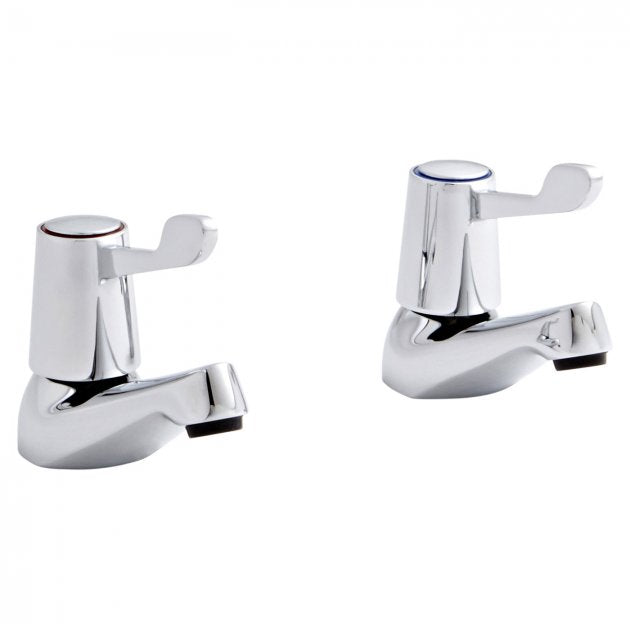 KV Leva Basin Pillar Taps - Chrome