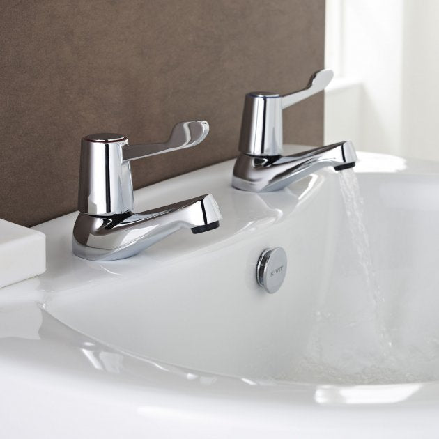 KV Leva Basin Pillar Taps - Chrome