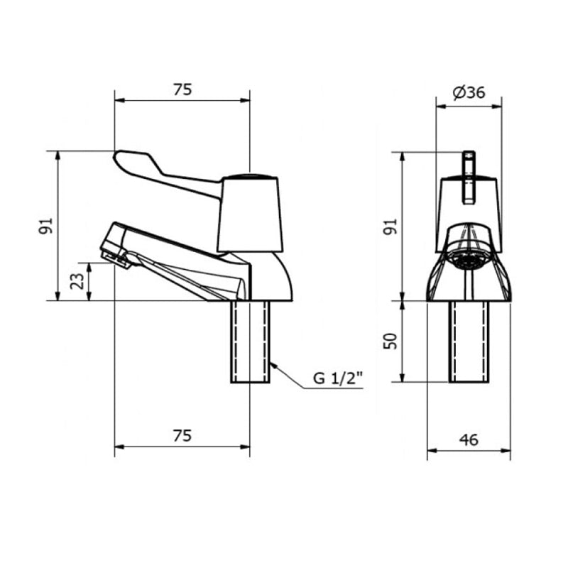KV Leva Basin Pillar Taps - Chrome