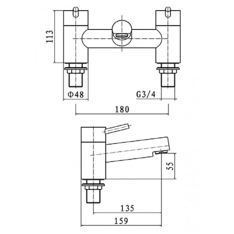 KV Plan Bath Filler - Chrome