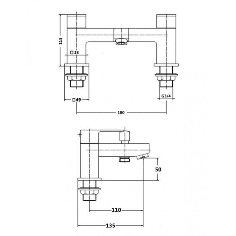 KV Element Bath Filler - Chrome