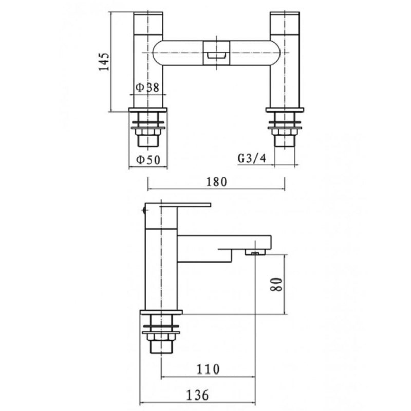 lKV Logik Bath Filler - Chrome