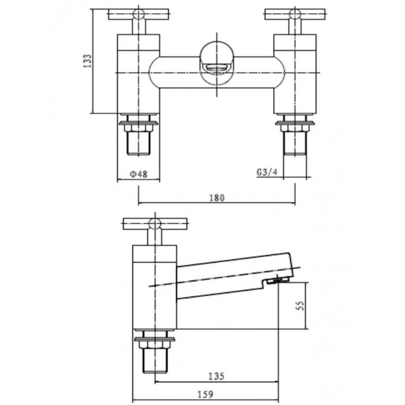KV Times Bath Filler - Chrome