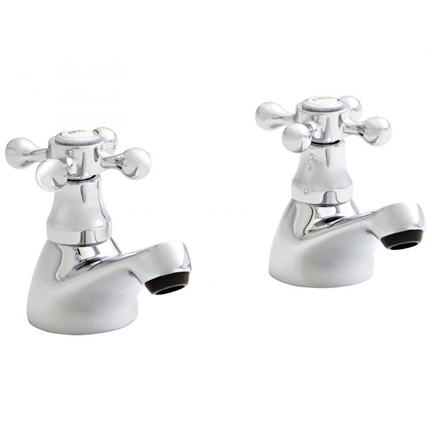 KV Viktory Bath Pillar Taps - Chrome
