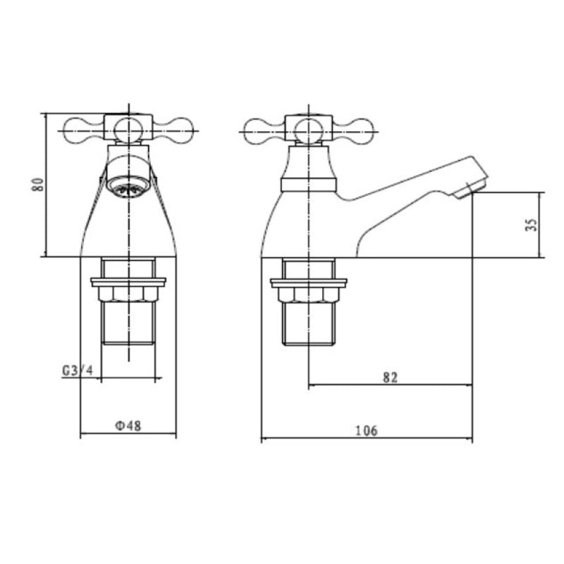 KV Viktory Bath Pillar Taps - Chrome