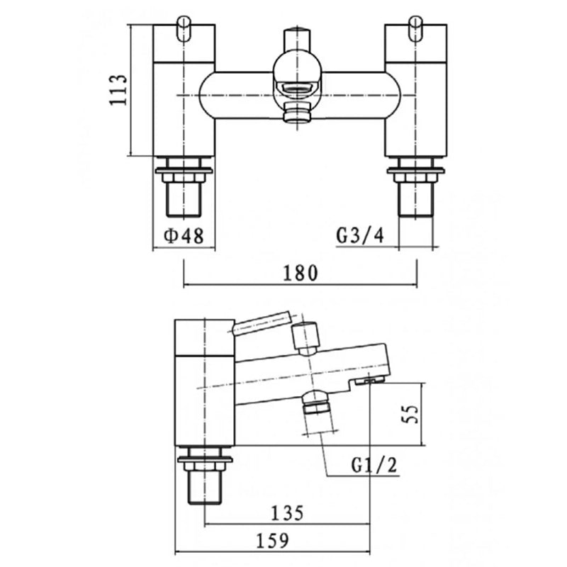 KV Plan Bath Shower Mixer - Chrome