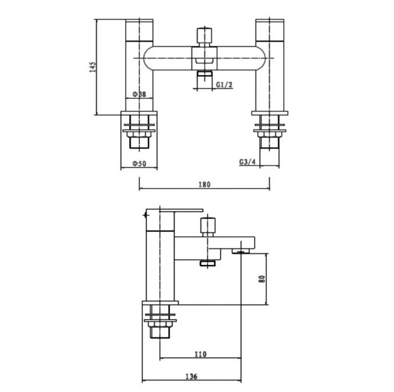 KV Logik Bath Shower Mixer - Chrome