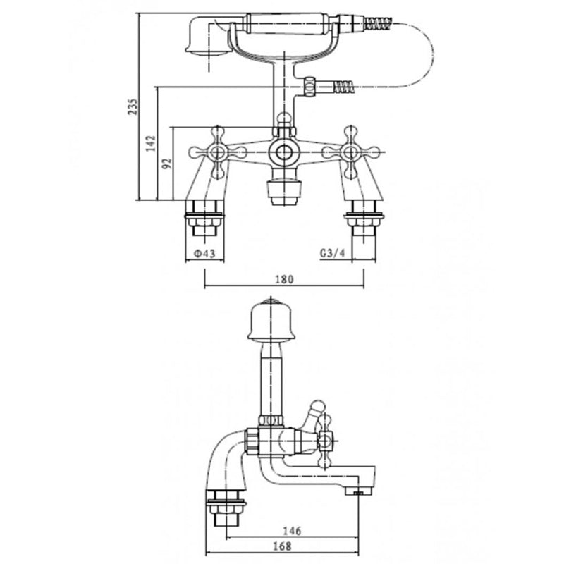 KV Viktory Bath Shower Mixer - Chrome