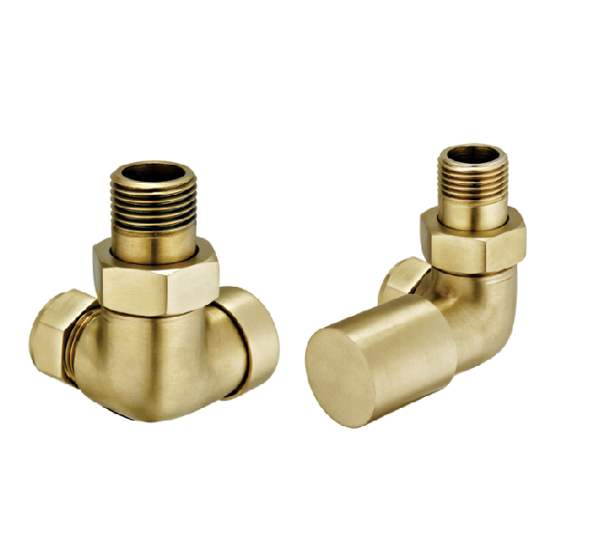 Banyetti Corner Radiator Valves - Brushed Brass