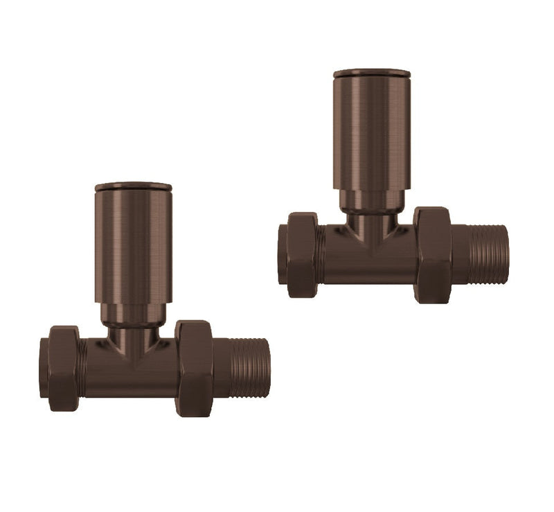 Banyetti Straight Radiator Valves - Brushed Bronze