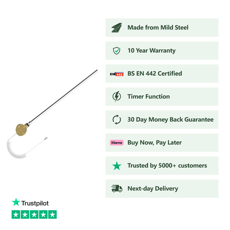 Banyetti Brushed Brass Digital Electric Heating Element - Select Wattage