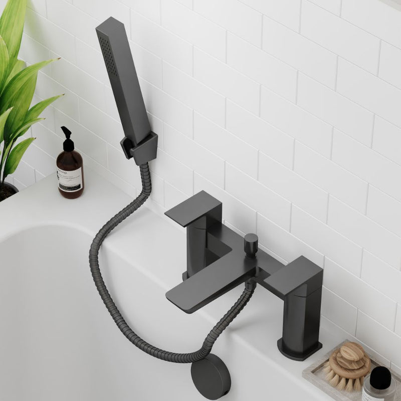 HB Muro Deck Mounted Bath Shower Mixer with Handset - Select Colour