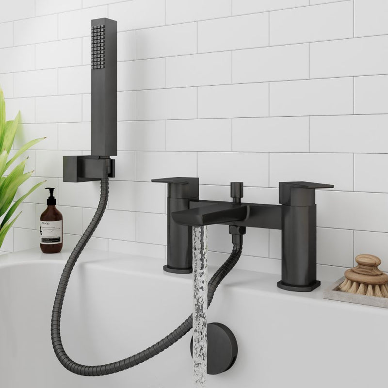 HB Muro Deck Mounted Bath Shower Mixer with Handset - Select Colour