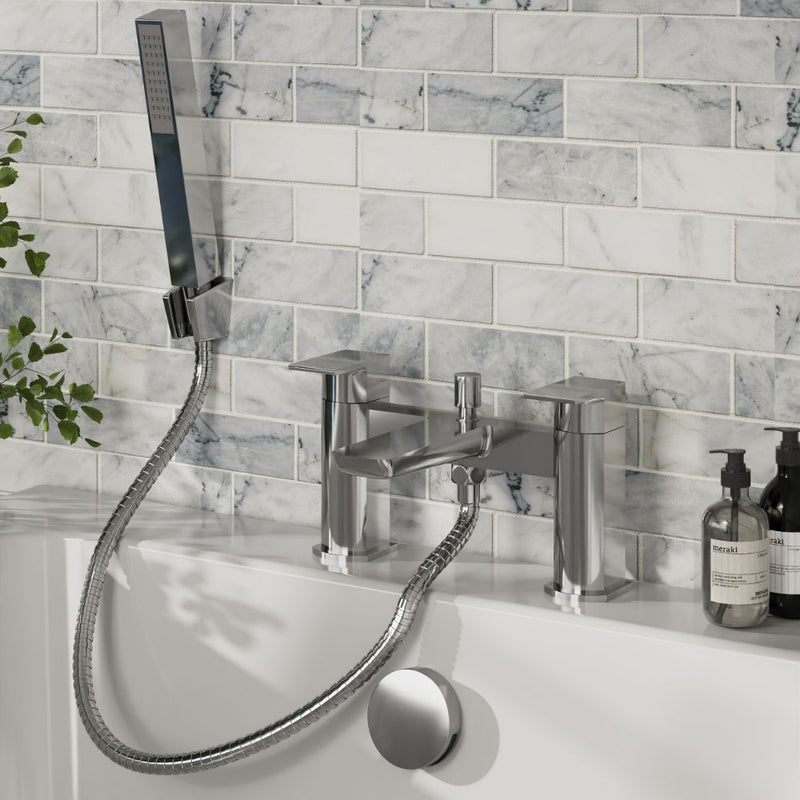 HB Muro Deck Mounted Bath Shower Mixer with Handset - Select Colour