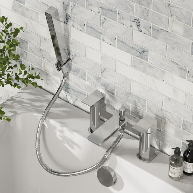 HB Muro Deck Mounted Bath Shower Mixer with Handset - Select Colour