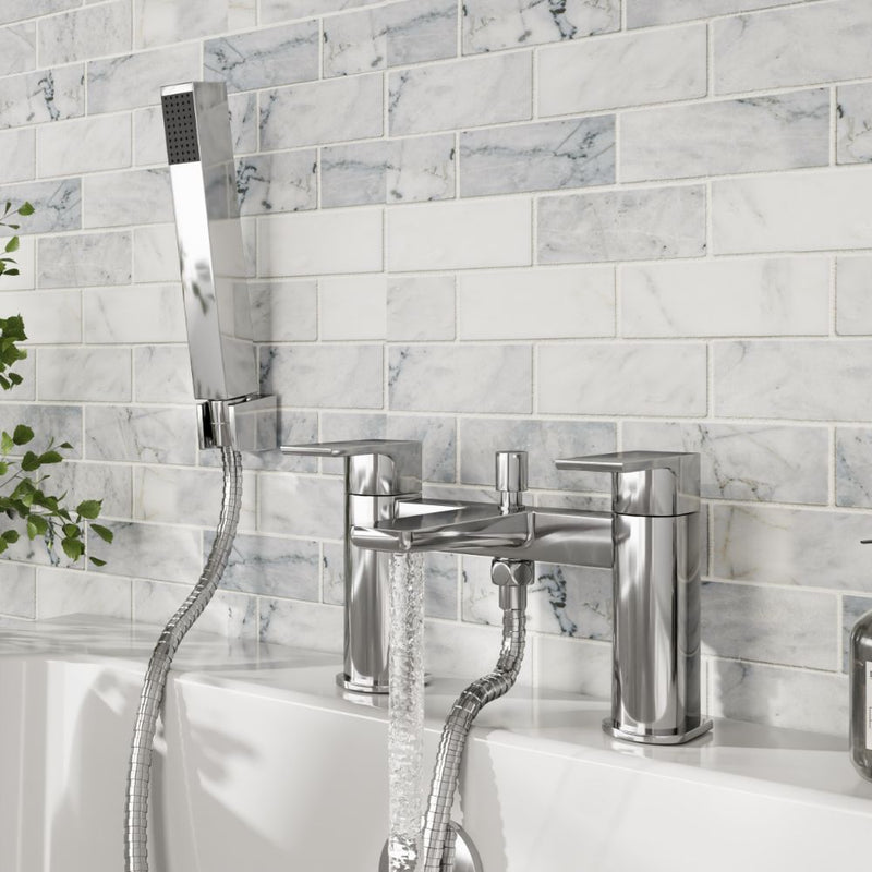 HB Muro Deck Mounted Bath Shower Mixer with Handset - Select Colour