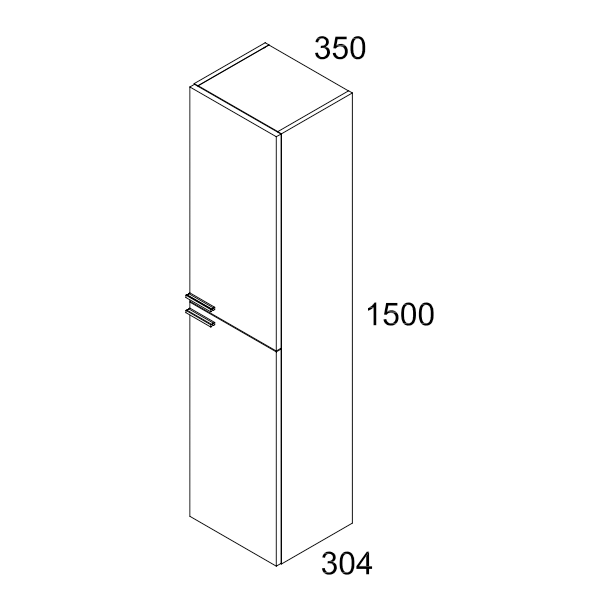 Banyetti Celtic 1500mm Wall Hung Tall Cabinet with Matt Black Handles - Gloss White