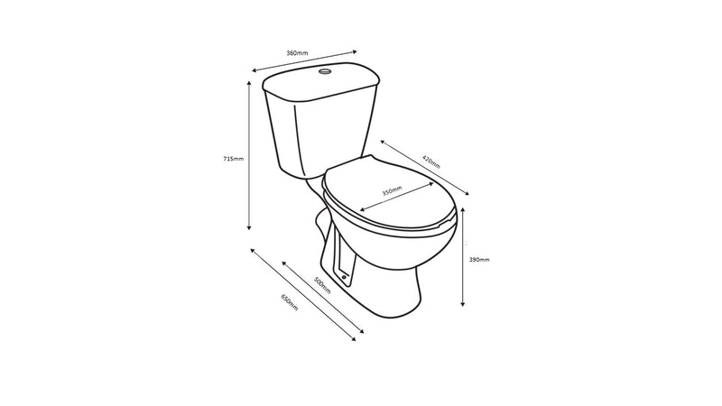 Banyetti Monte Proton Open Back Close Coupled Toilet with Soft Close Seat