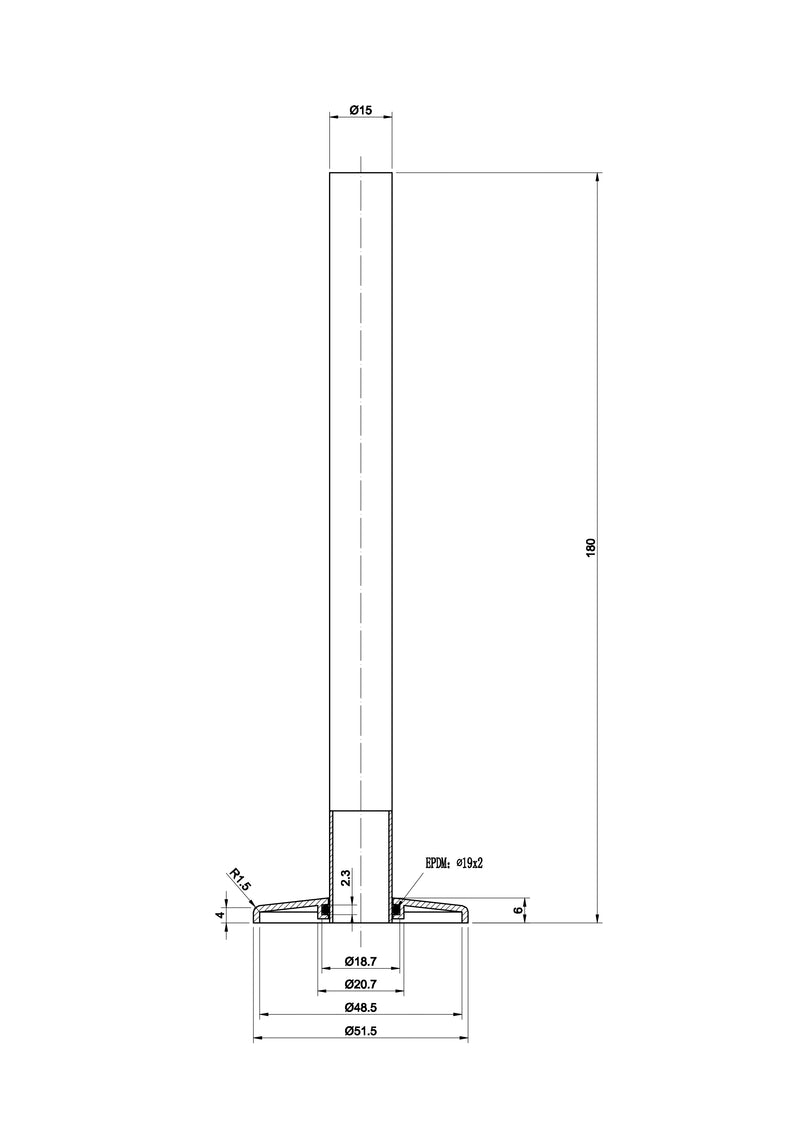 KV Chromo 15mm Pipe Rosettes 180mm Length - Chrome