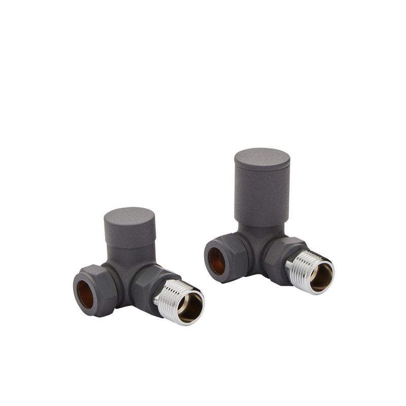 KV Graphite Straight Radiator Valves - Grey