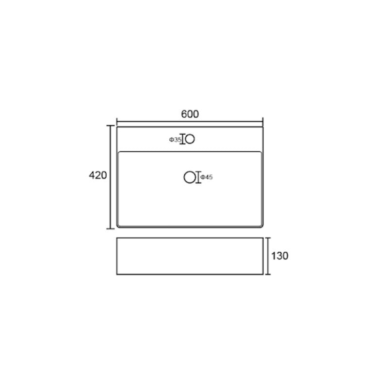 KV Essential 600mm Countertop Basin - White
