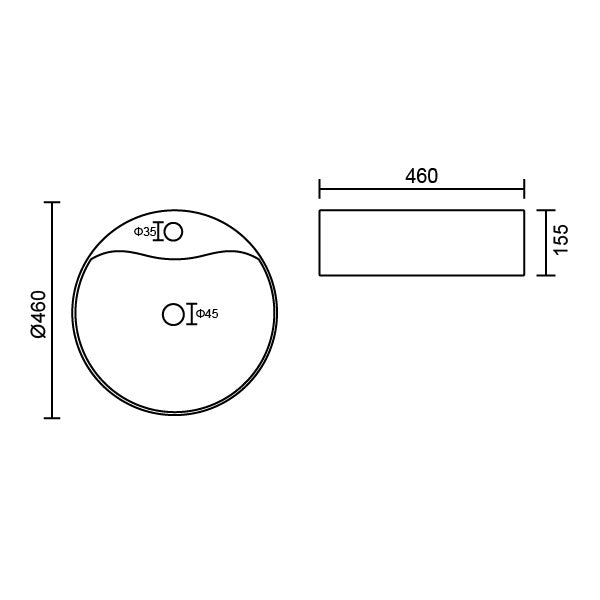 KV Karlo 460mm Round Countertop Basin - White
