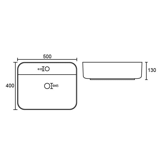 KV Karlo 500mm Square Countertop Basin - White