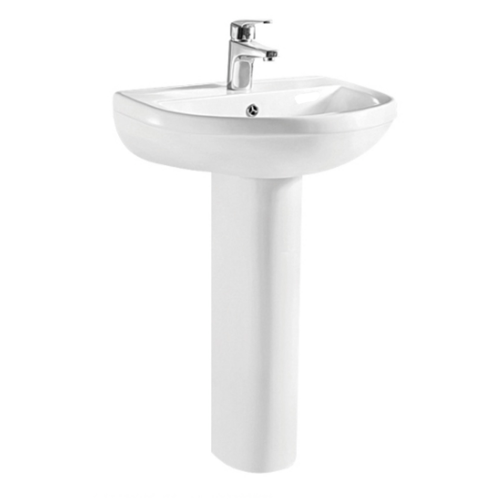 Banyetti Carlo 1 Tap Hole 550mm Basin & Pedestal - White