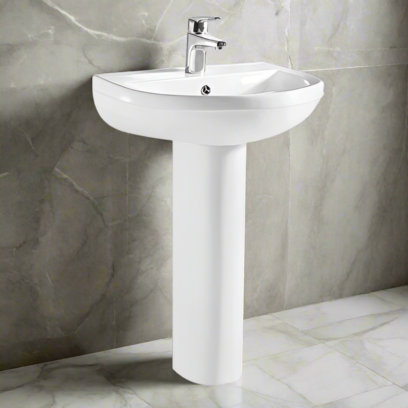 Banyetti Carlo 1 Tap Hole 550mm Basin & Pedestal - White