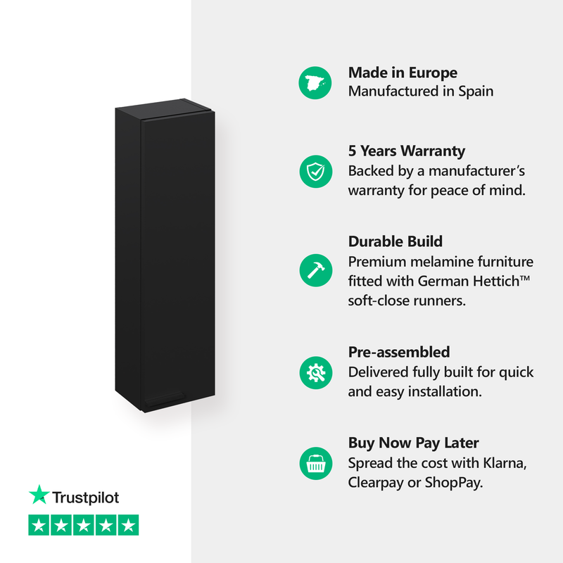 Banyetti Celtic 700mm Wall Hung Mini Storage Cabinet - Matt Black