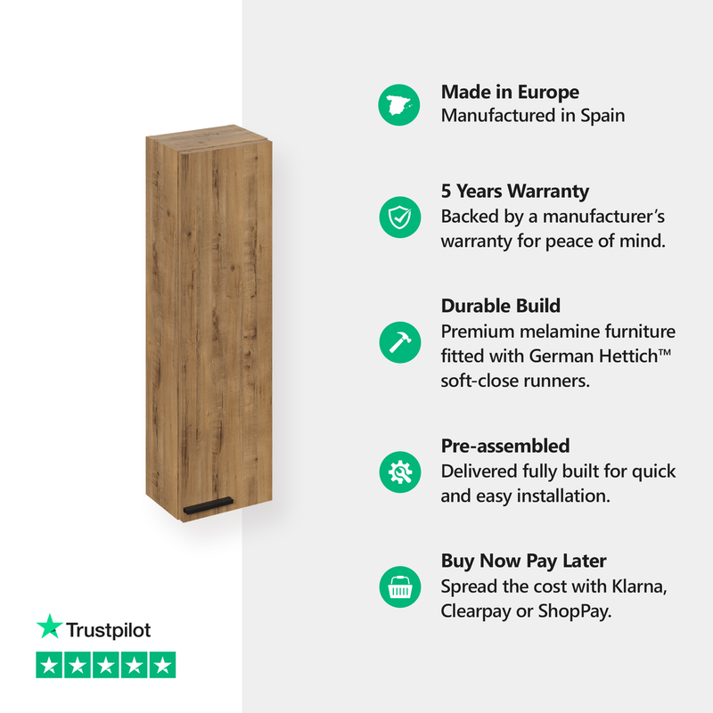 Banyetti Celtic 700mm Wall Hung Mini Storage Cabinet - Ostippo Oak