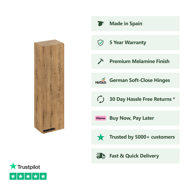 Banyetti Celtic 700mm Wall Hung Mini Storage Cabinet - Ostippo Oak