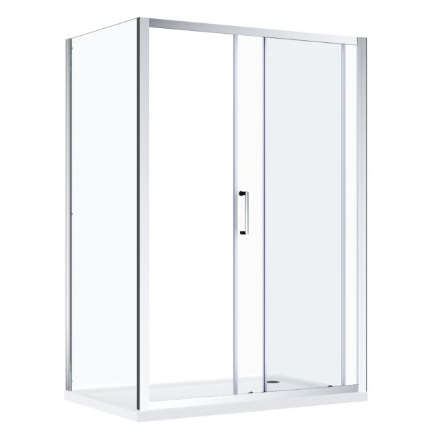 Linea 1000 x 760mm Sliding Door Shower Enclosure 8mm Easy Clean Glass - Chrome