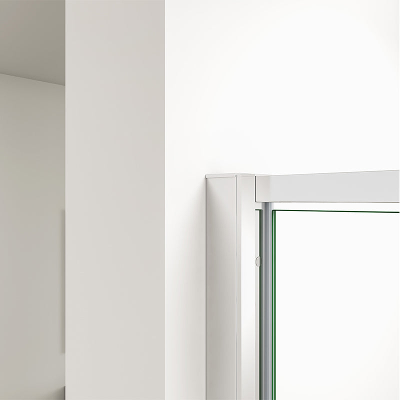 Close-up of polished chrome frame and 6mm tempered safety glass