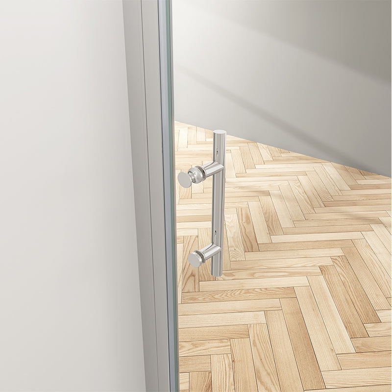 Chrome pivot shower door handle with polished finish