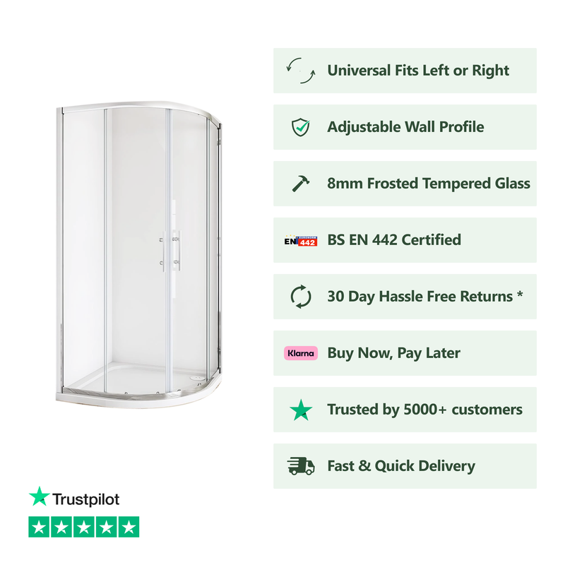 Linea Chrome Corner Entry Quadrant Shower Enclosure 5mm Glass – Select Size