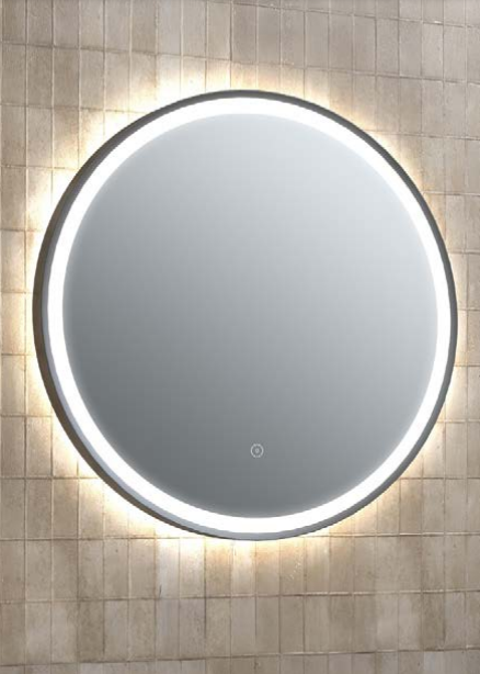 ATC Clio Round Noir 600 x 600 Backlit LED Mirror - Matt Black