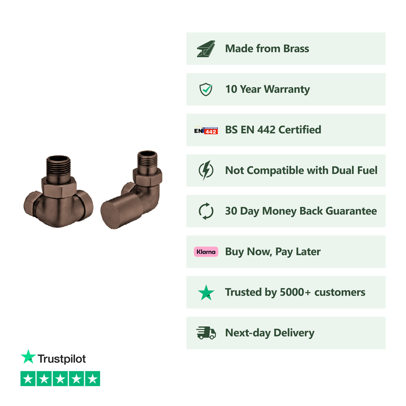 Banyetti Corner Radiator Valves - Brushed Bronze