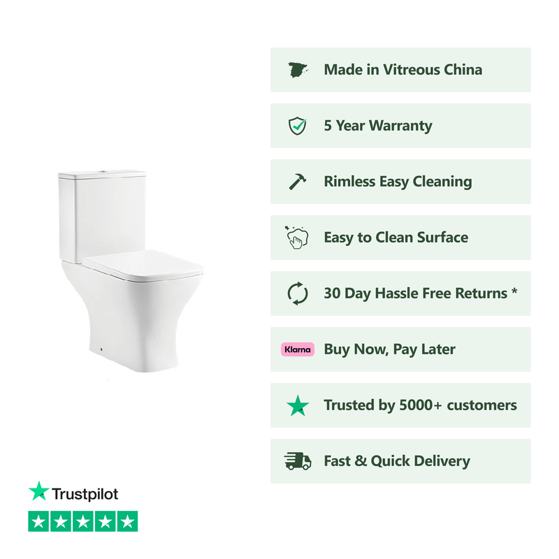 Banyetti Doccia Open Back Close Coupled Toilet with Soft Close Seat
