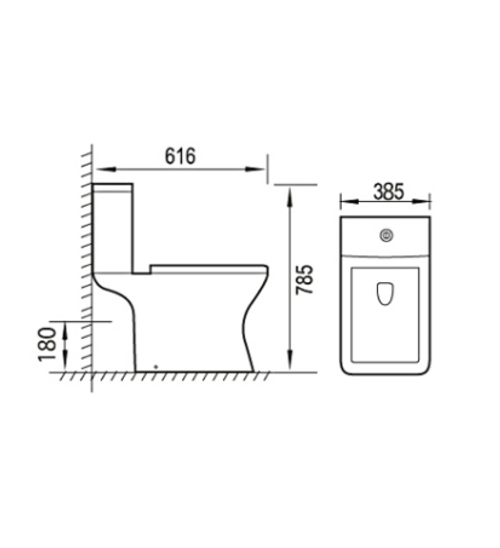 Banyetti Doccia Open Back Close Coupled Toilet with Soft Close Seat