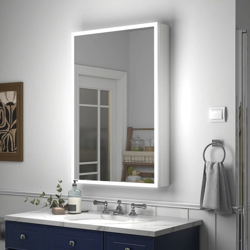 KV Echo 700 x 500mm LED Mirror Cabinet – 3 Tone Light, Demister, Touch Switch & Charging Socket