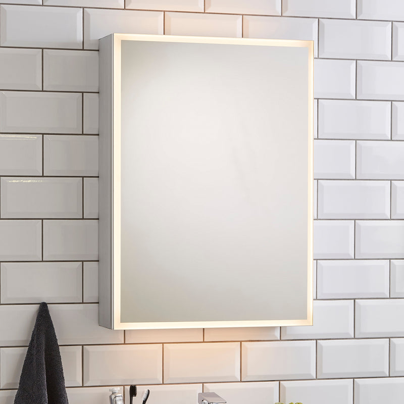 KV Echo 700 x 500mm LED Mirror Cabinet – 3 Tone Light, Demister, Touch Switch & Charging Socket