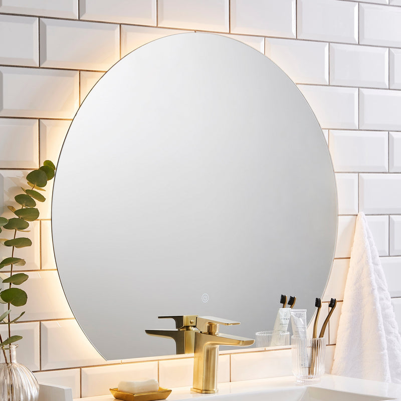 KV Eclipse 800 x 700 Curved LED Mirror – 3 Tone Light, Demister, Sensor Switch